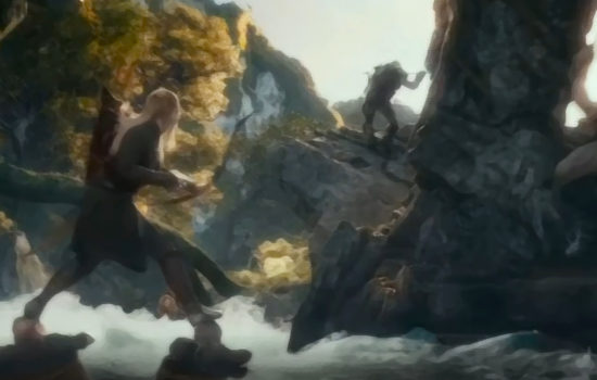 Legolas en combat dans la bataille de la rivière (The Hobbit) effet peinture